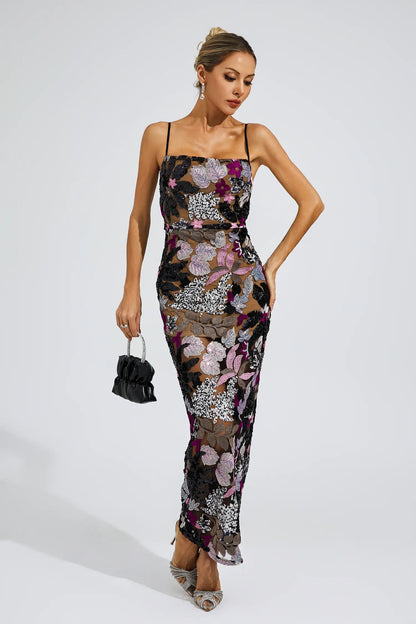 Beau Black Sequins Embroidered Dress