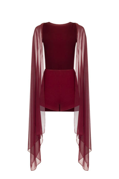 Bonnie Cape Overlay Backless Jumpsuit