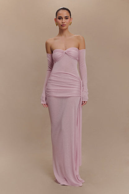 Solid Luxury Off-Shoulder  Maxi Dress