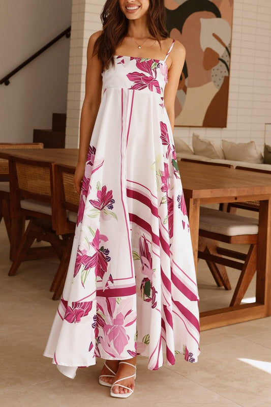 Floral Smocking Slip Midi Dress