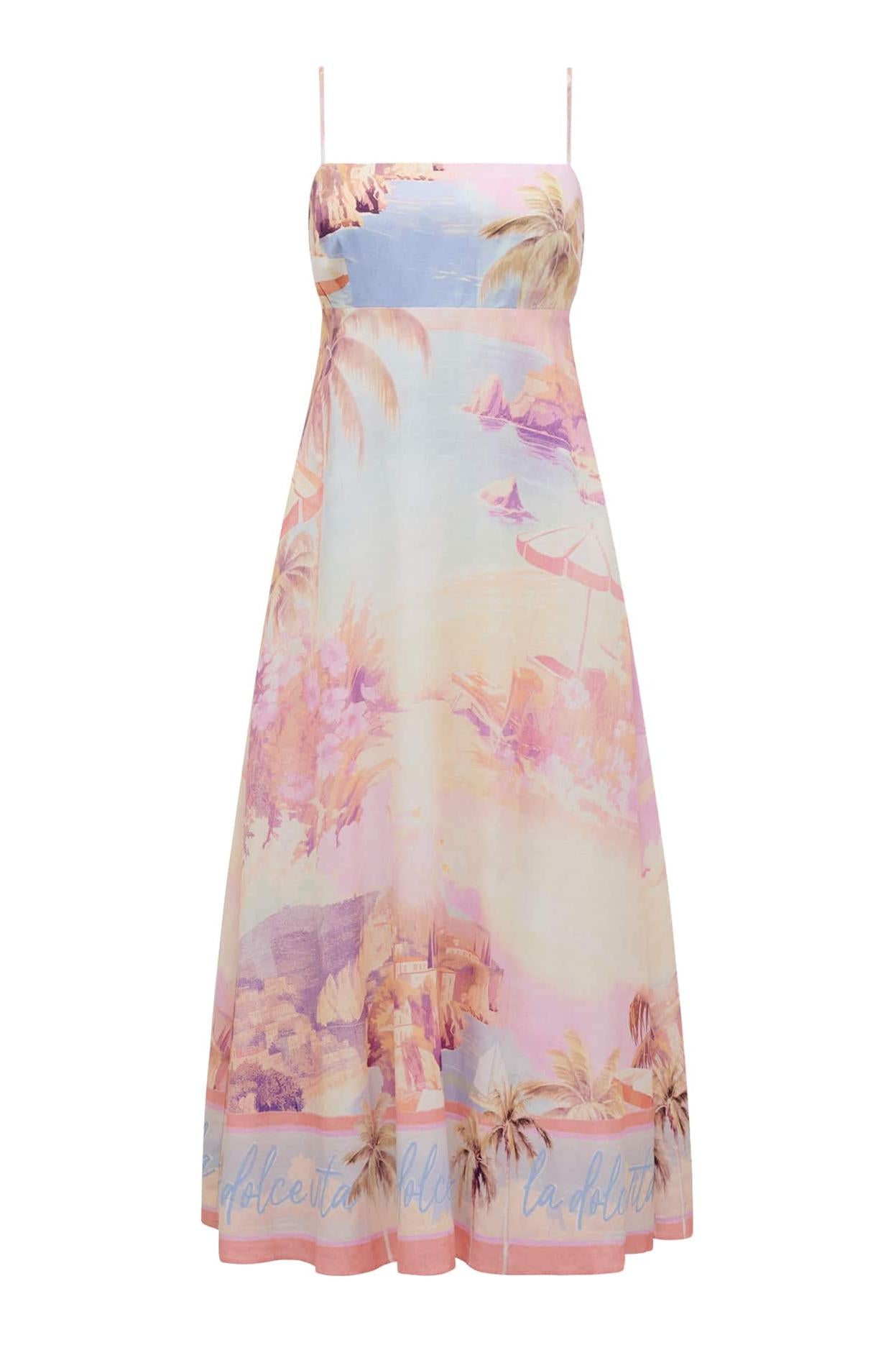 Satin Smocking Sleeveless Midi Dress