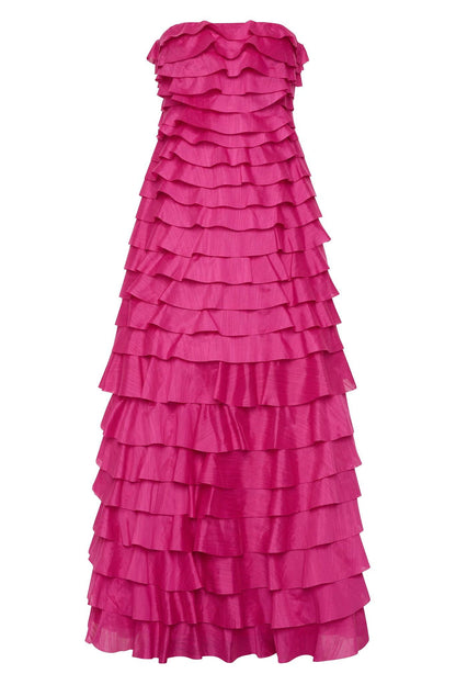 Solid Ruffle Off-Shoulder Maxi Dress
