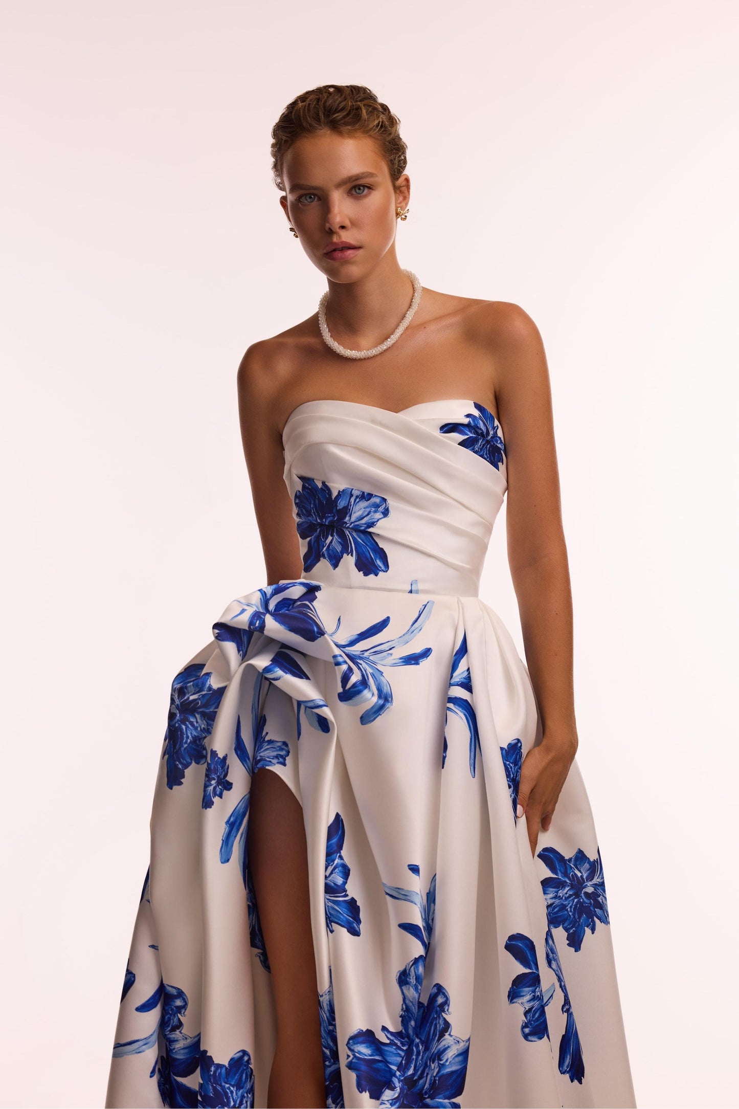 Floral Off-Shoulder Pleated Maxi Dress