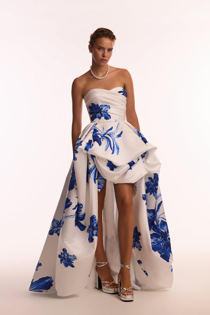 Floral Off-Shoulder Pleated Maxi Dress