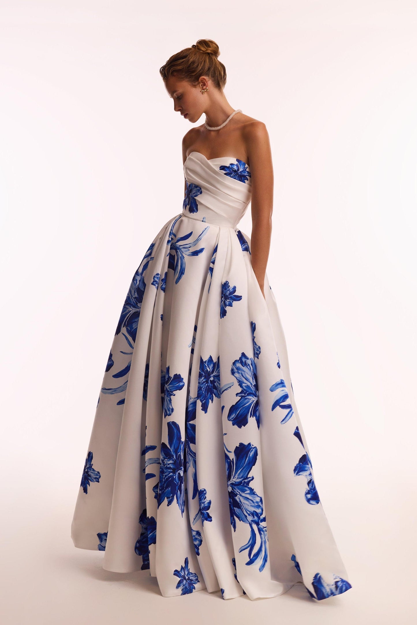 Floral Off-Shoulder Pleated Maxi Dress