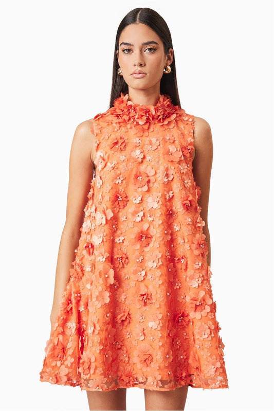 Faux Pearl High Neck Sleeveless Mini Dress