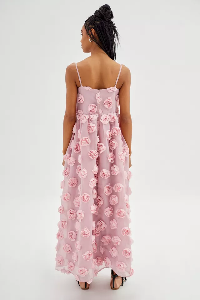 3D Flower Sleeveless Backless Maxi Dress