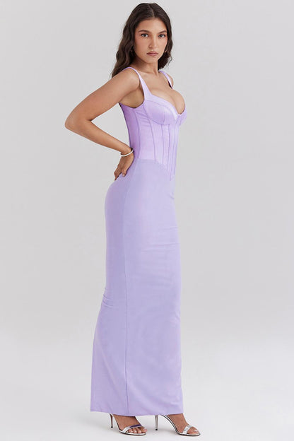 Solid Splicing Sleeveless Maxi Dress