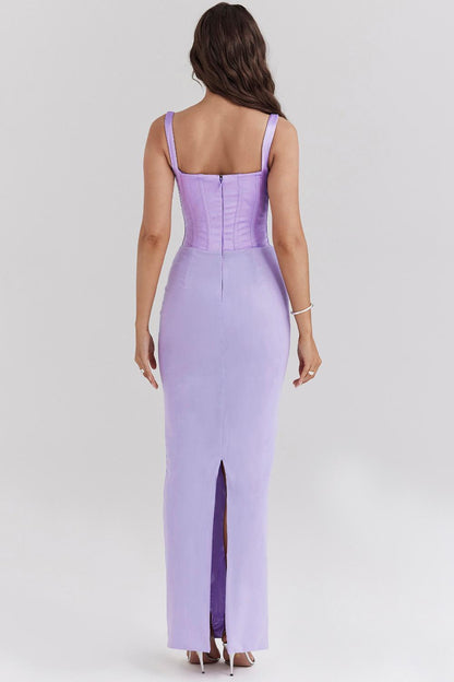 Solid Splicing Sleeveless Maxi Dress