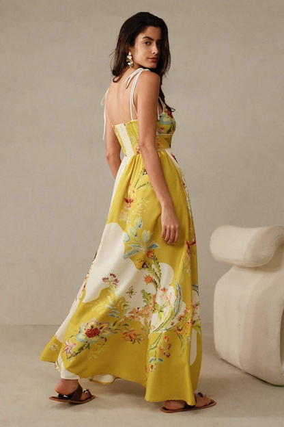 Floral Smocking Slip Midi Dress