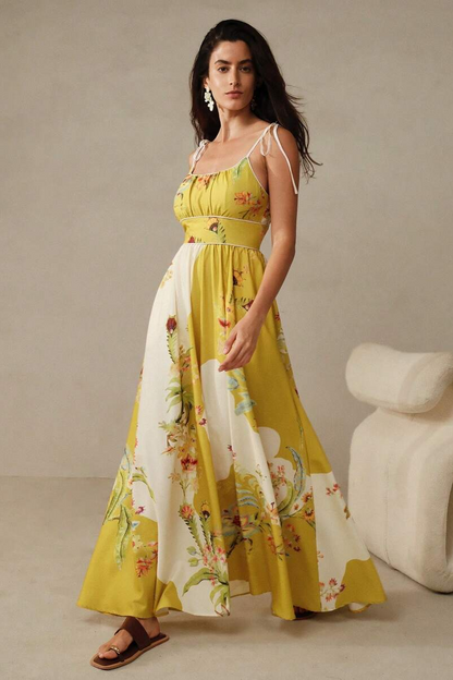Floral Smocking Slip Midi Dress