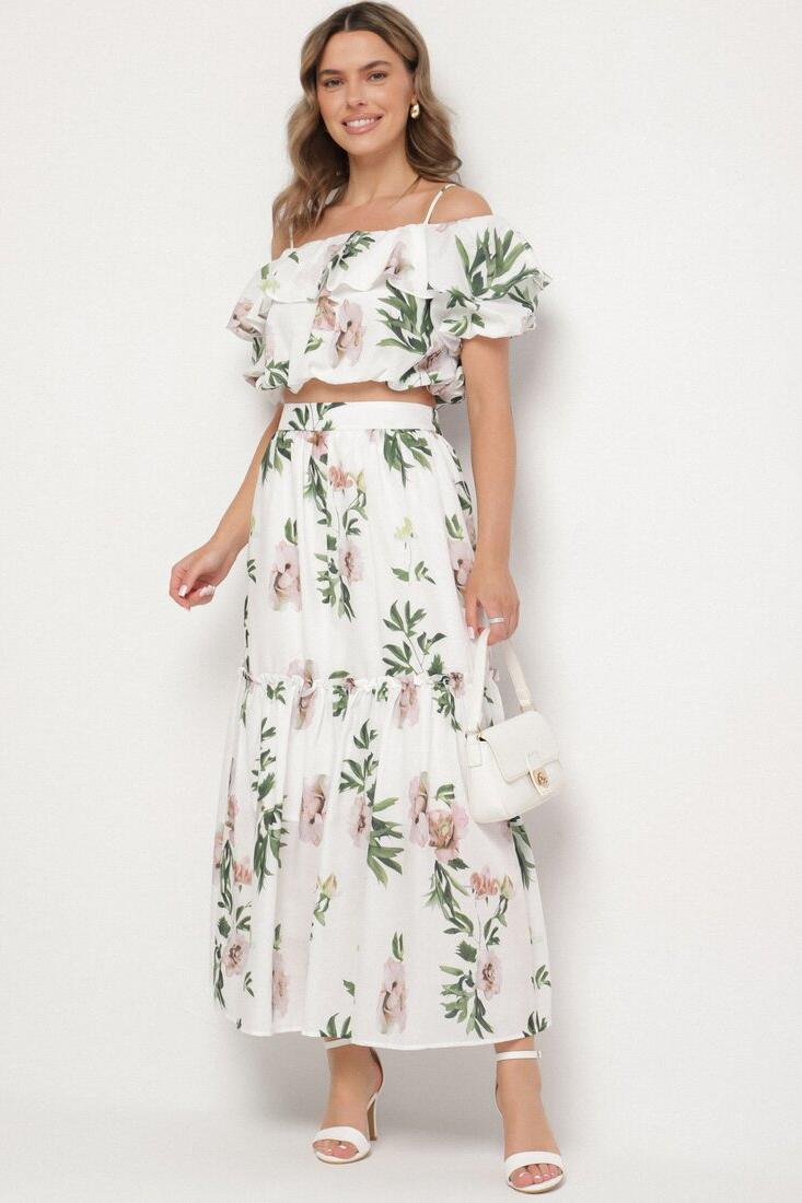 Floral Ruffle Puff Sleeve Midi Dress