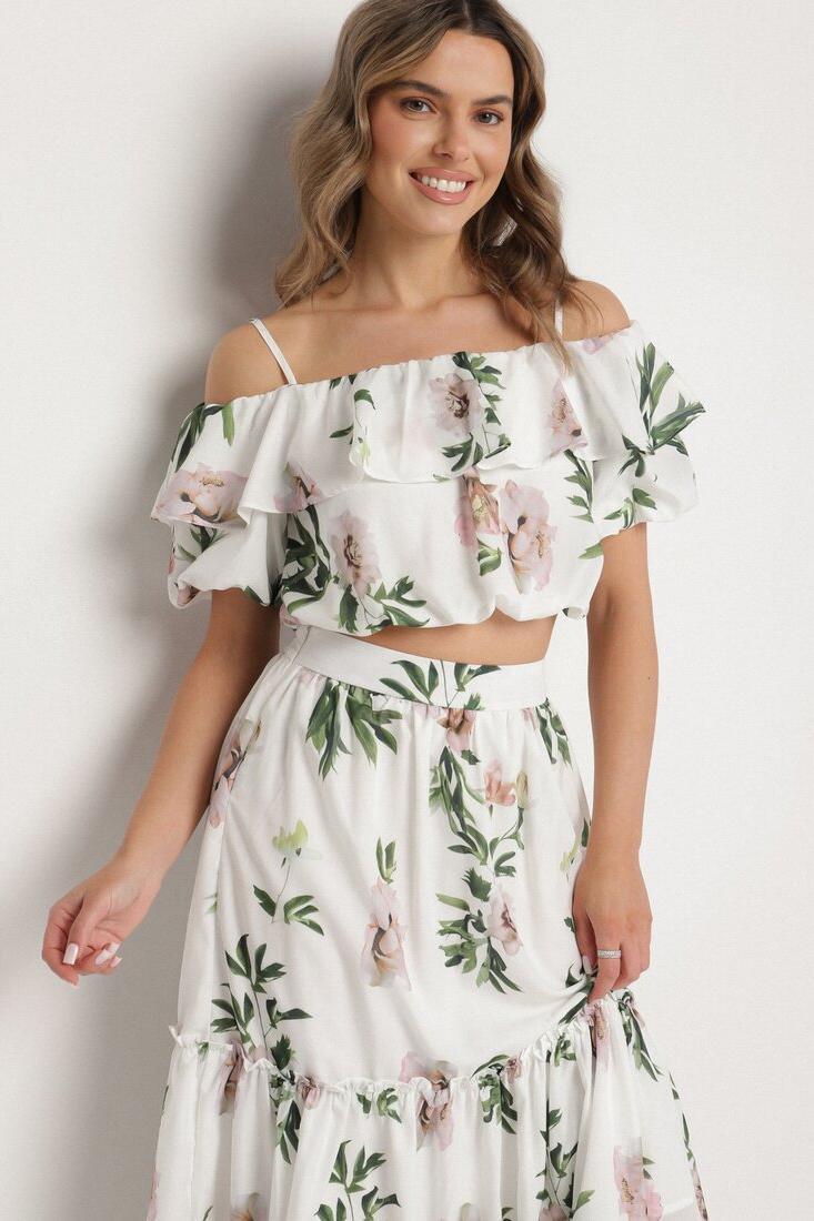 Floral Ruffle Puff Sleeve Midi Dress