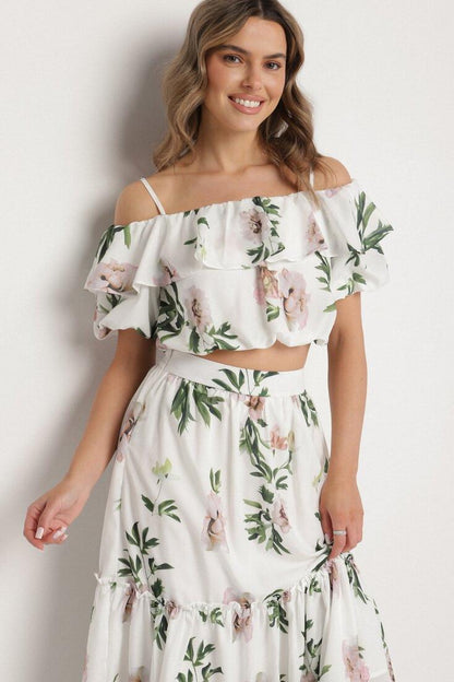 Floral Ruffle Puff Sleeve Midi Dress