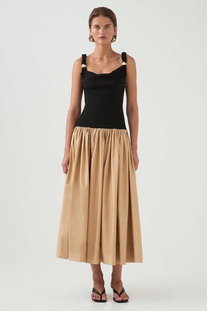 Metal Embellishment Sleeveless Midi Dress