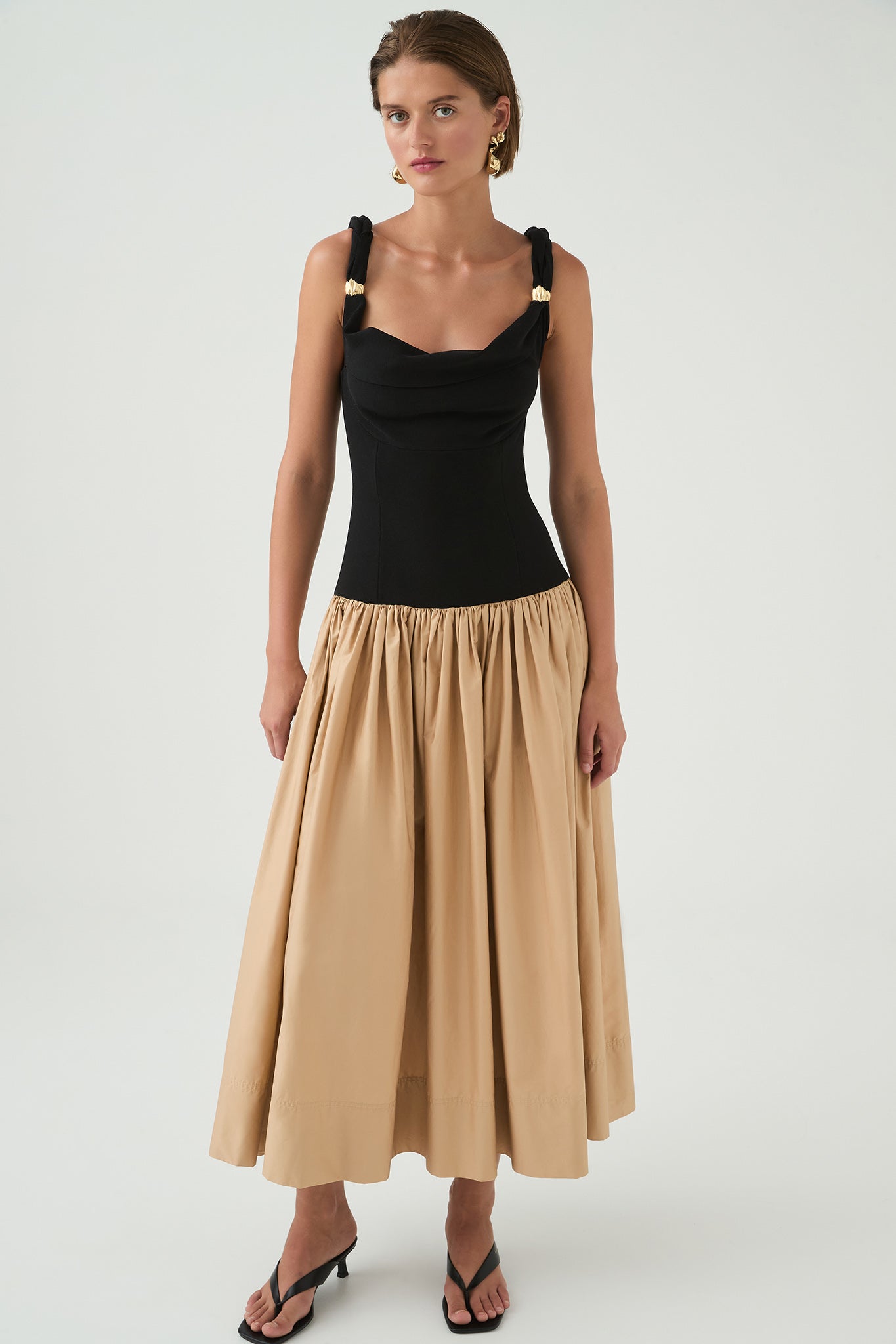 Metal Embellishment Sleeveless Midi Dress
