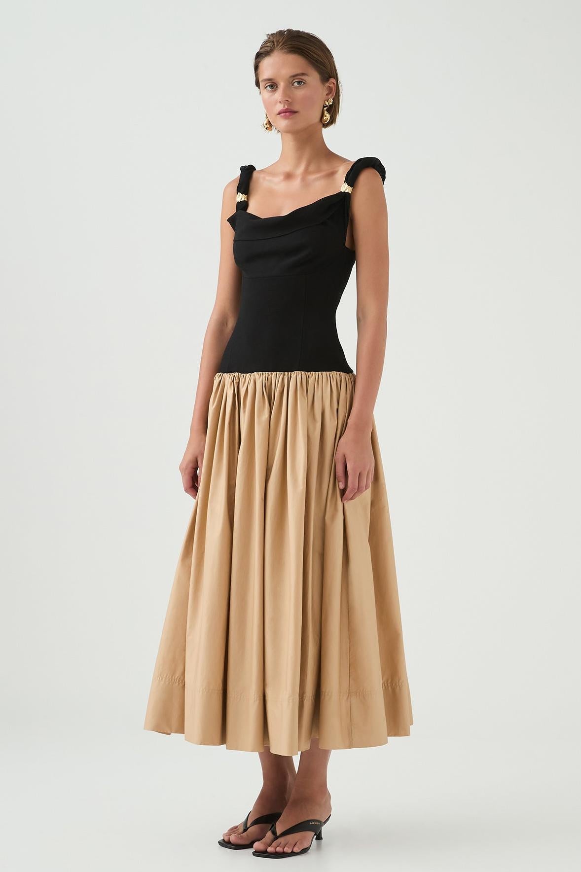 Metal Embellishment Sleeveless Midi Dress