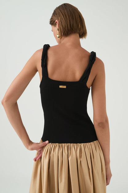 Metal Embellishment Sleeveless Midi Dress
