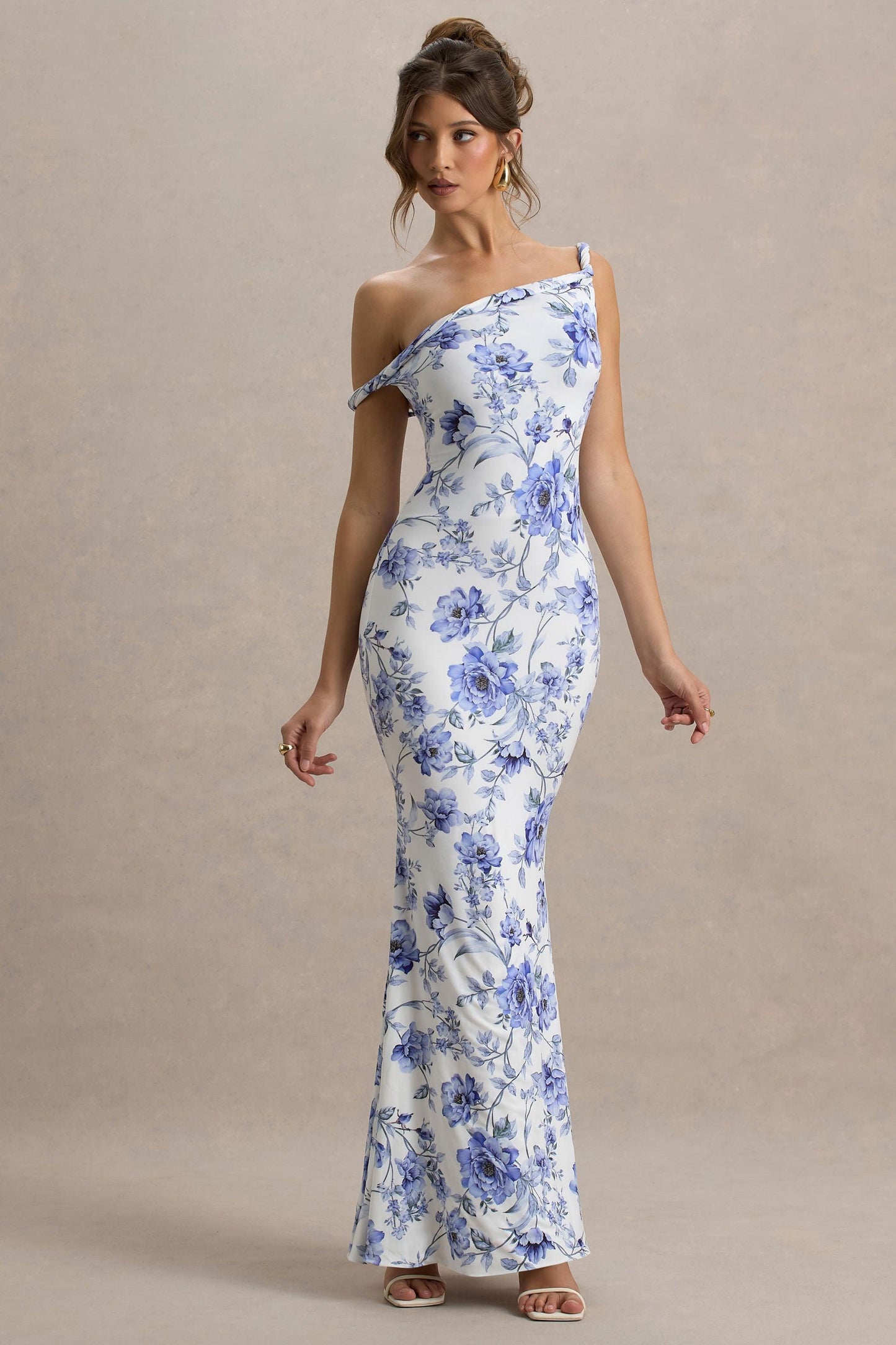 Floral Knotted Off-Shoulder Maxi Dress