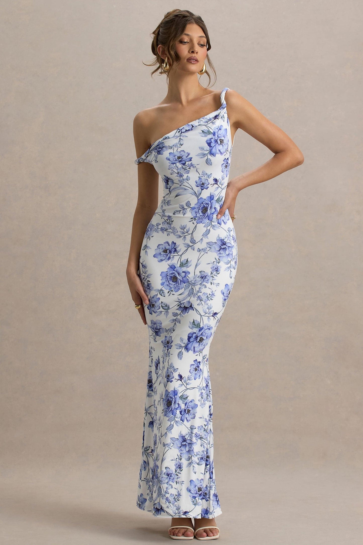 Floral Knotted Off-Shoulder Maxi Dress