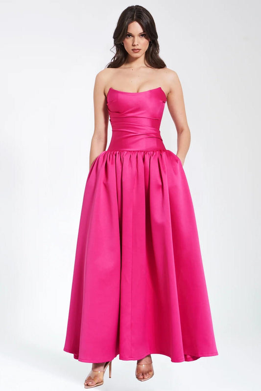 Satin Solid Off-Shoulder Midi Dress