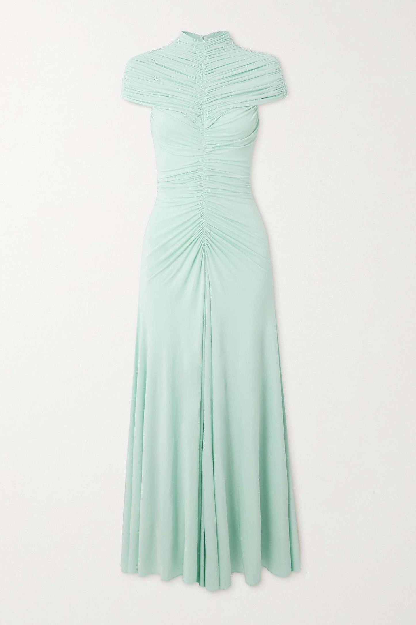 Jersey Gathering High Neck Maxi Dress