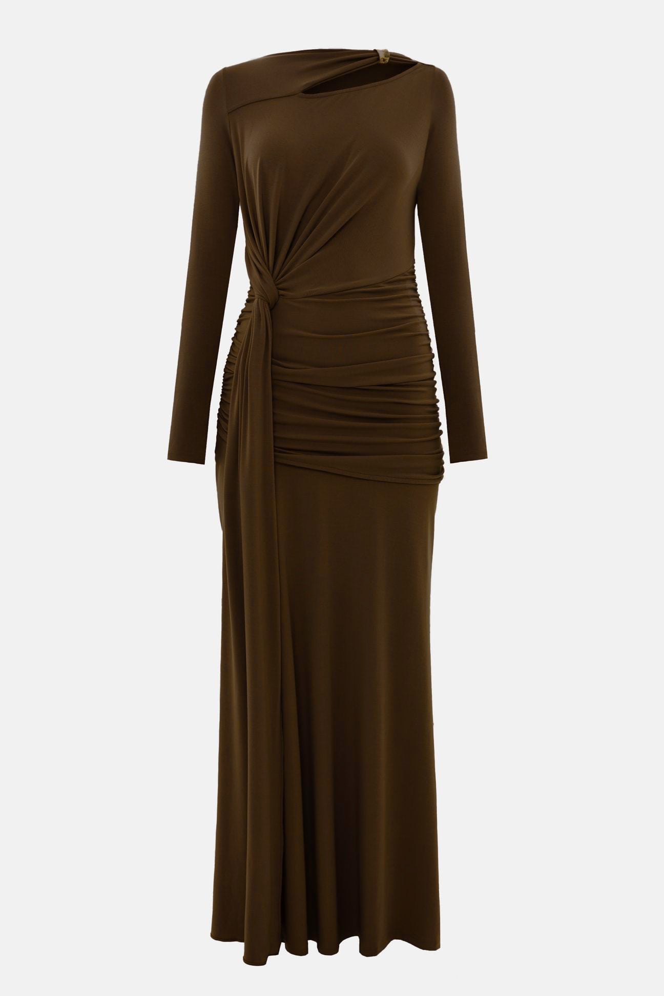 Jersey Gathering Knotted Maxi Dress