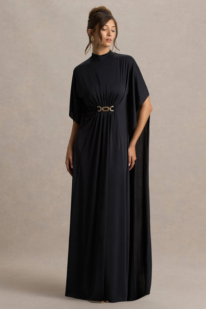 Jersey Metal Embellishment Gathering Maxi Dress