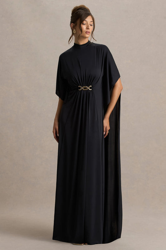 Jersey Metal Embellishment Gathering Maxi Dress