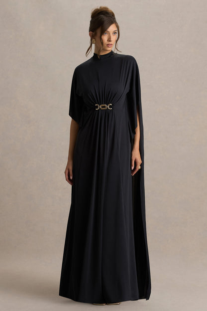 Jersey Metal Embellishment Gathering Maxi Dress