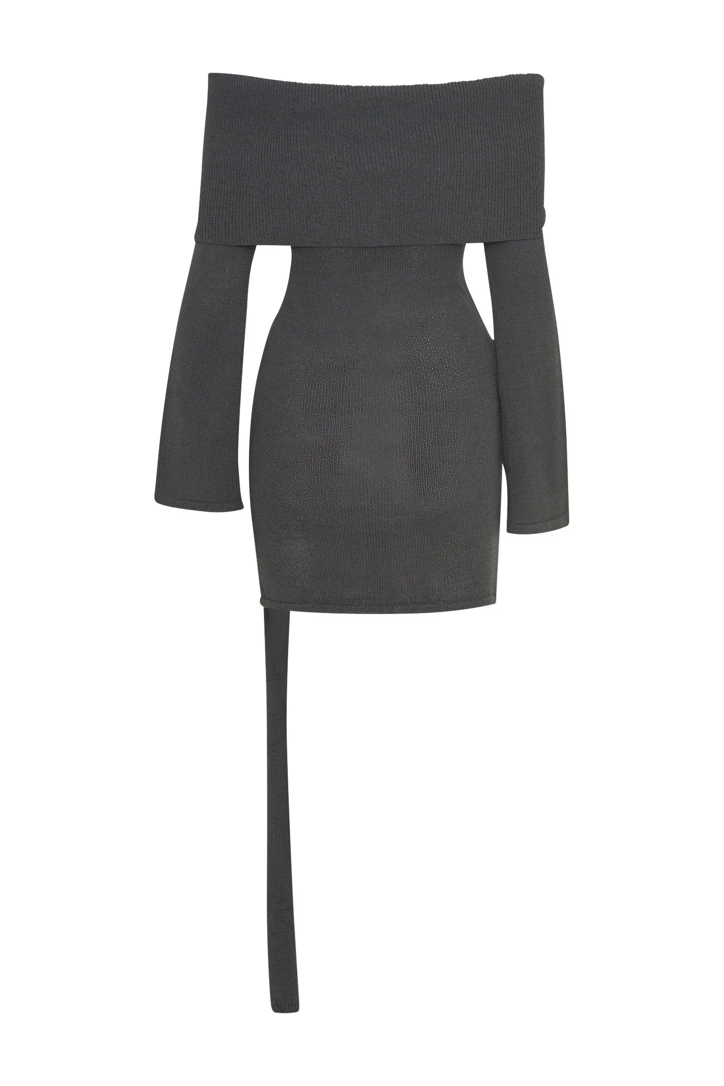 Knit Off-Shouler Tie-Up Mini Dress