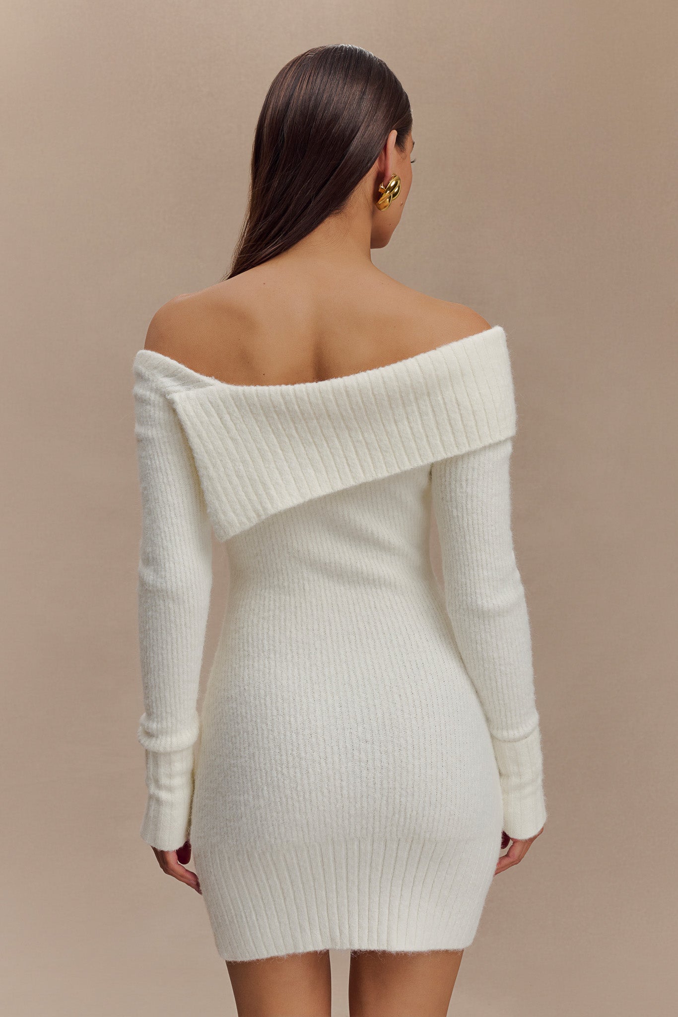 Knit Off-Shouler Long Sleeve Mini Dress