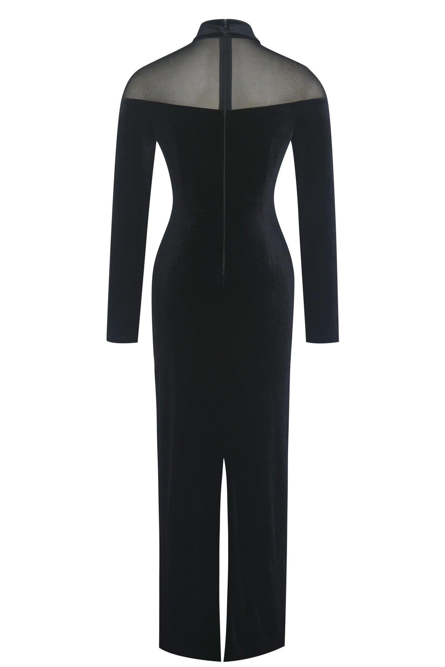 Velvet Splicing Long Sleeve Midi Dress