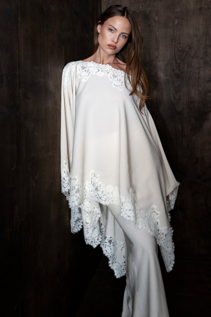 Satin Lace One Shoulder Top & Maxi Skirt Set