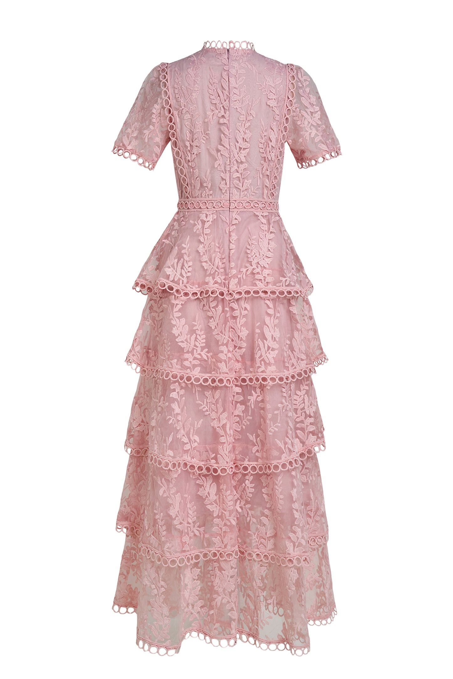Embroidered Lace Ruffle Maxi Dress
