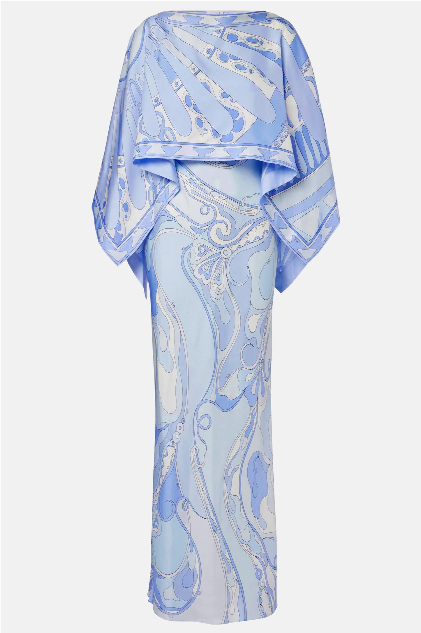 Abstract Print Slip Maxi Dress With Cape