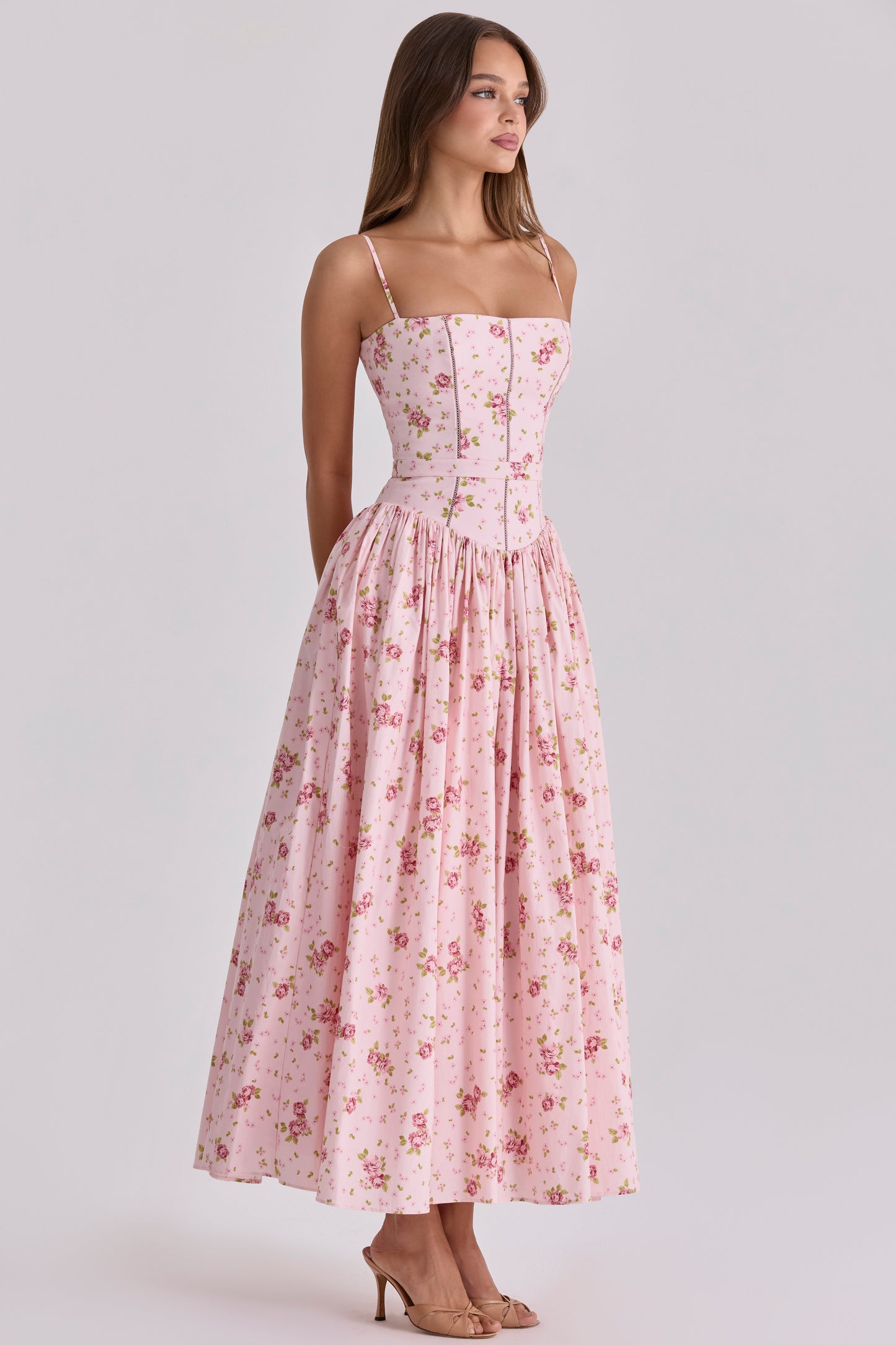 Floral Gathering Slip Midi Dress