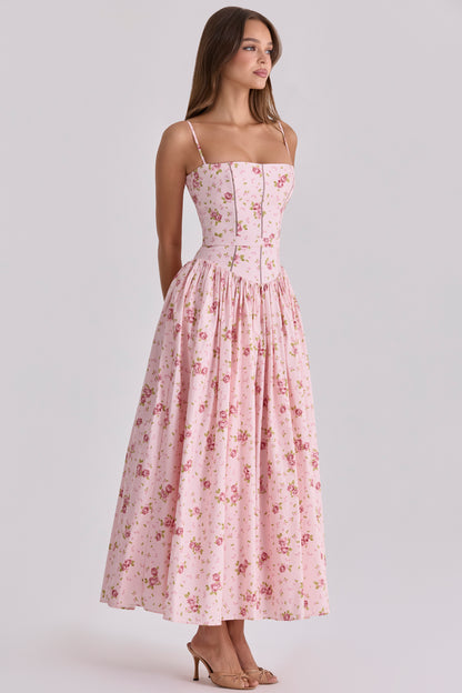 Floral Gathering Slip Midi Dress