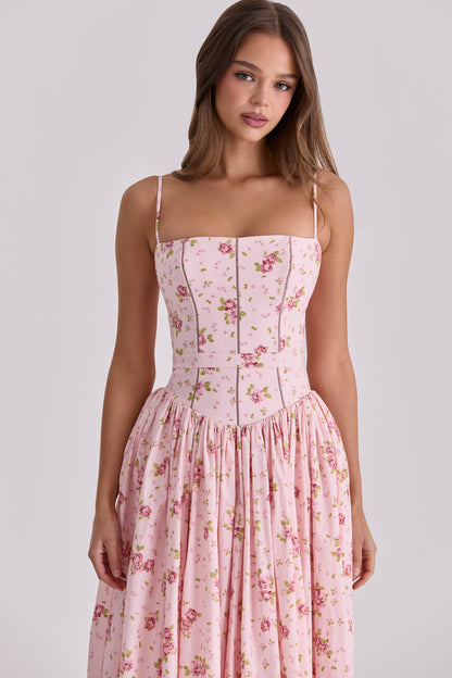 Floral Gathering Slip Midi Dress