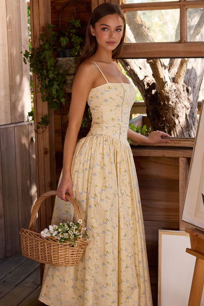 Floral Gathering Slip Midi Dress