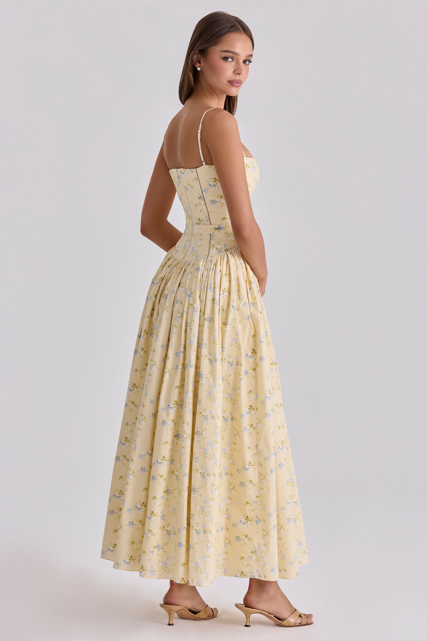 Floral Gathering Slip Midi Dress
