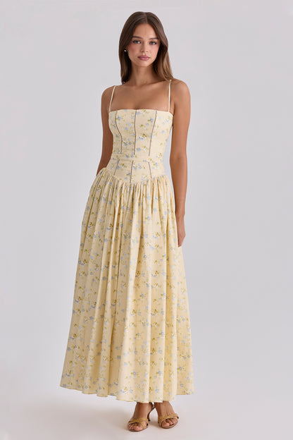 Floral Gathering Slip Midi Dress
