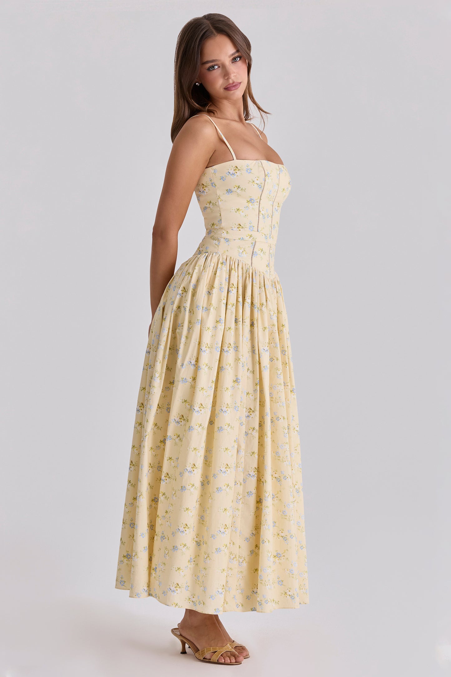Floral Gathering Slip Midi Dress