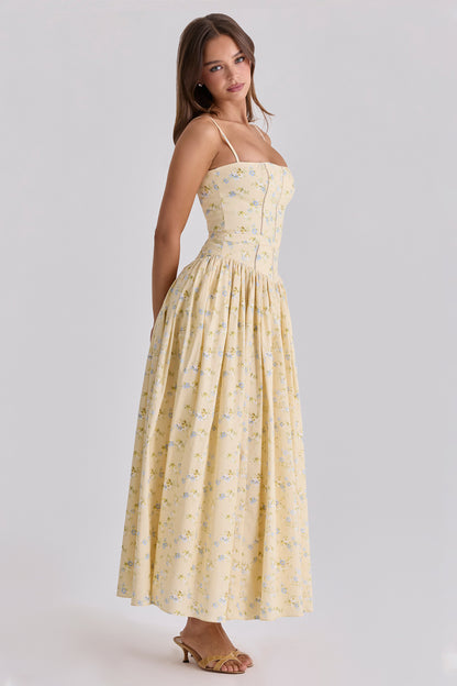 Floral Gathering Slip Midi Dress