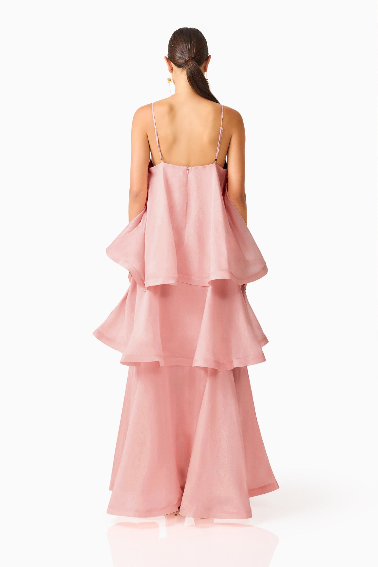 3D Flower Ruffle Slip Midi Dress