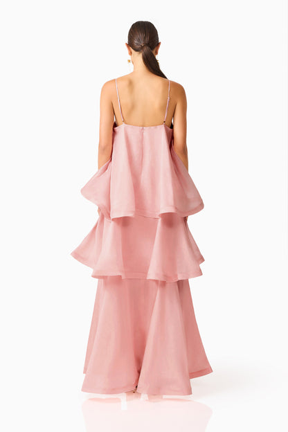 3D Flower Ruffle Slip Midi Dress