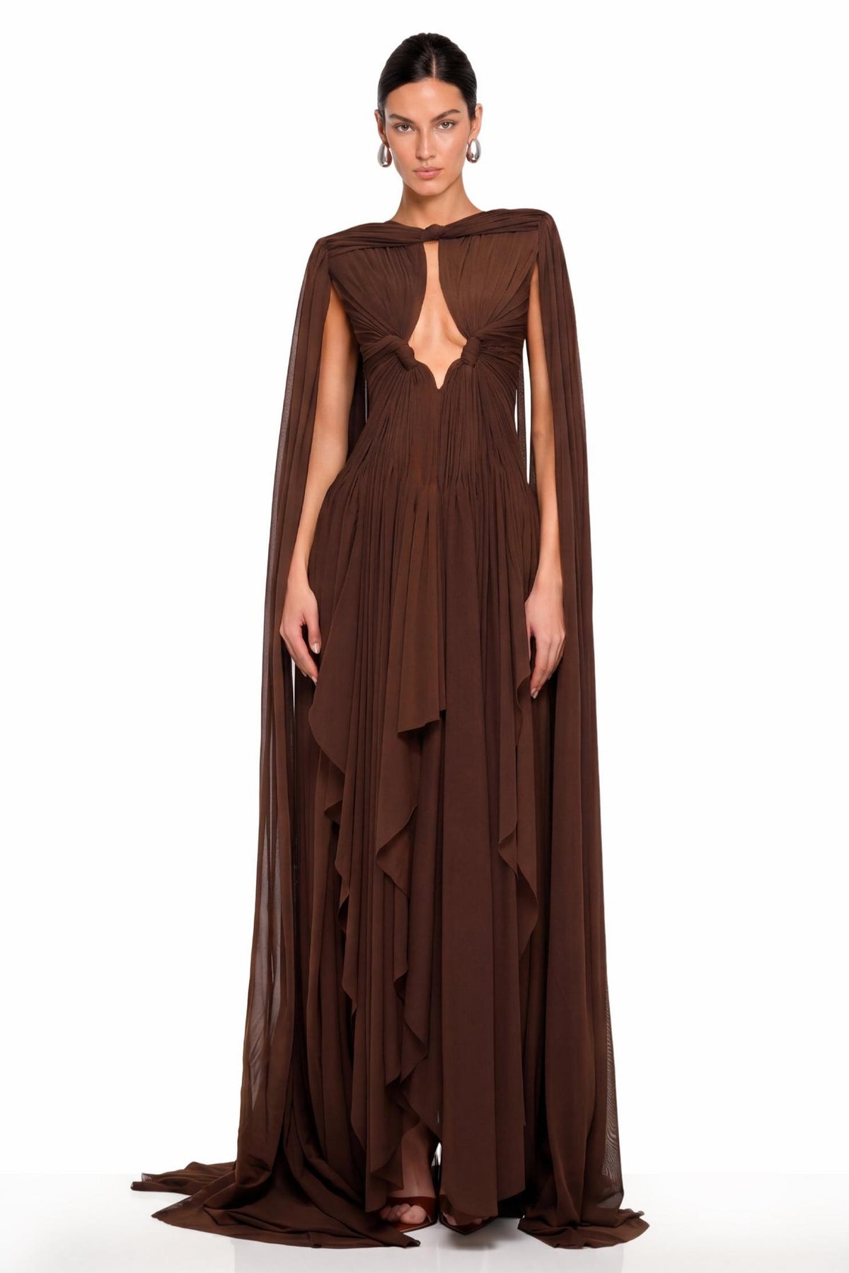 Cut Out Cape Maxi Dress
