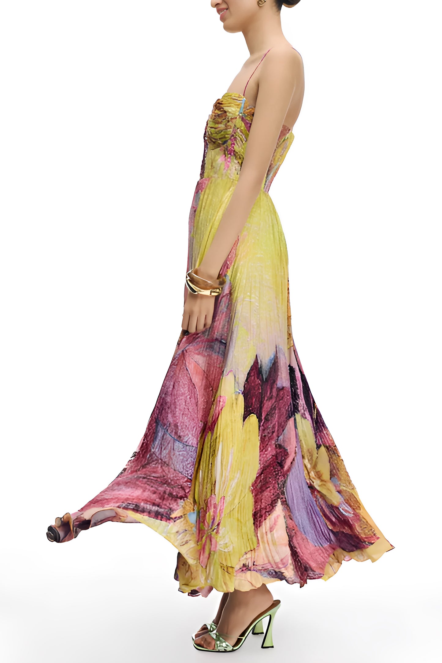 Floral Print Pleat Midi Dress