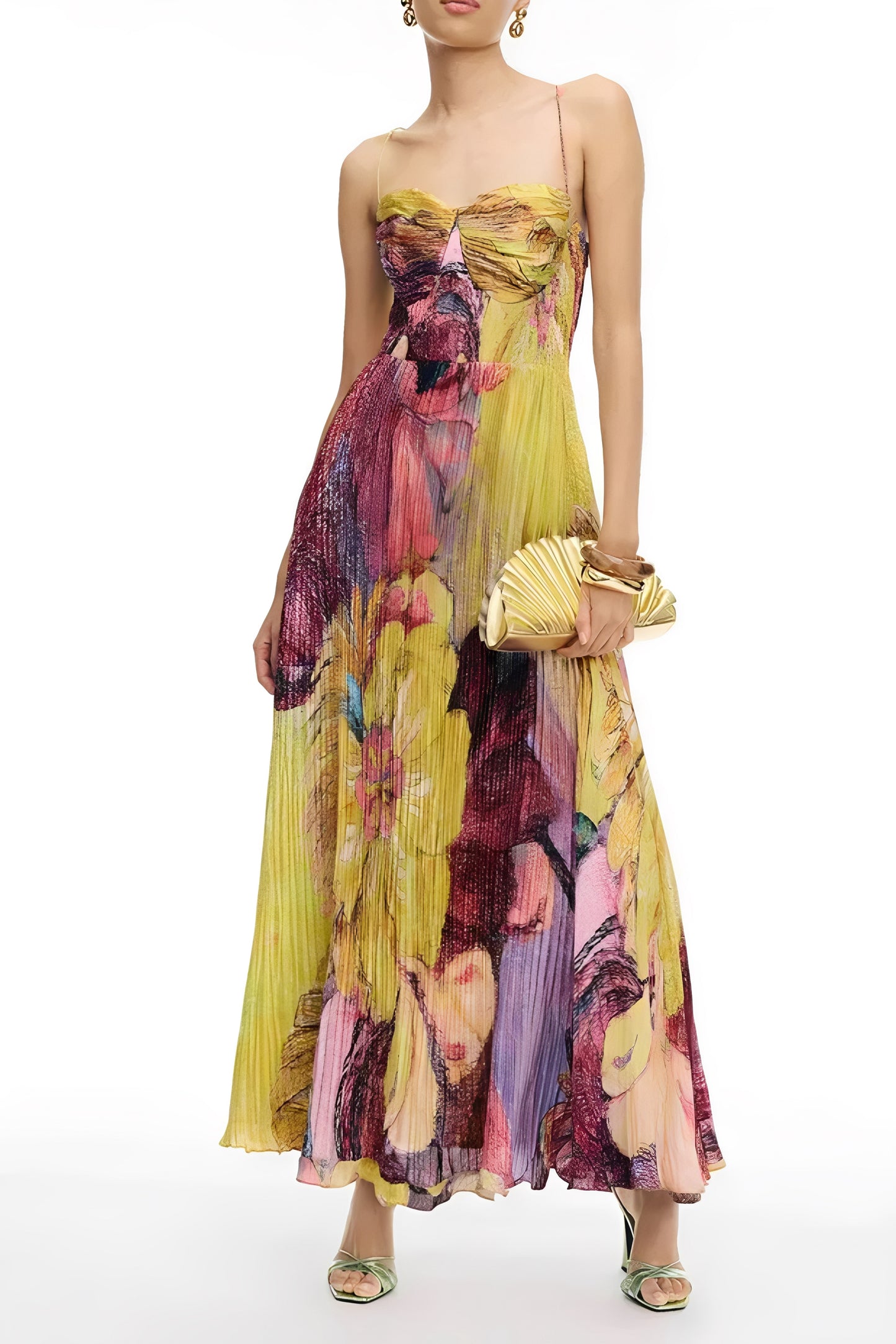 Floral Print Pleat Midi Dress