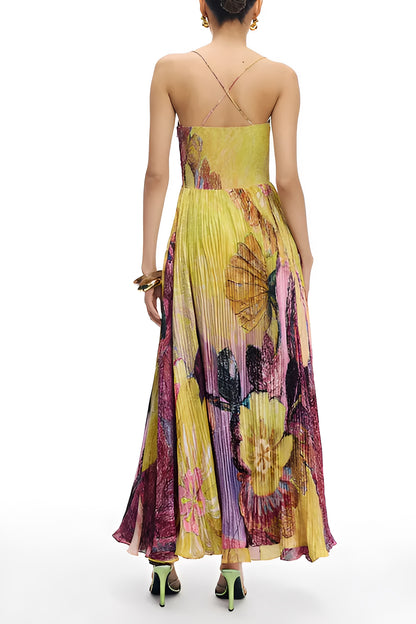 Floral Print Pleat Midi Dress